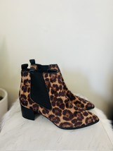 Nine West Leopard Print Hair Chelsea Bootie Boots, Block Heel, Size 6, NWT - £51.85 GBP