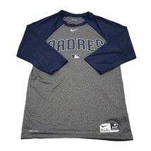 Nike Shirt Mens S Gray San Diego Padres Dri Fit Quarter Sleeve Round Neck Tee - £18.86 GBP