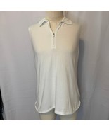 T by Talbots White Sleeveless Zip Polo Top Large Petite Stretch Cotton B... - $423.35 MXN