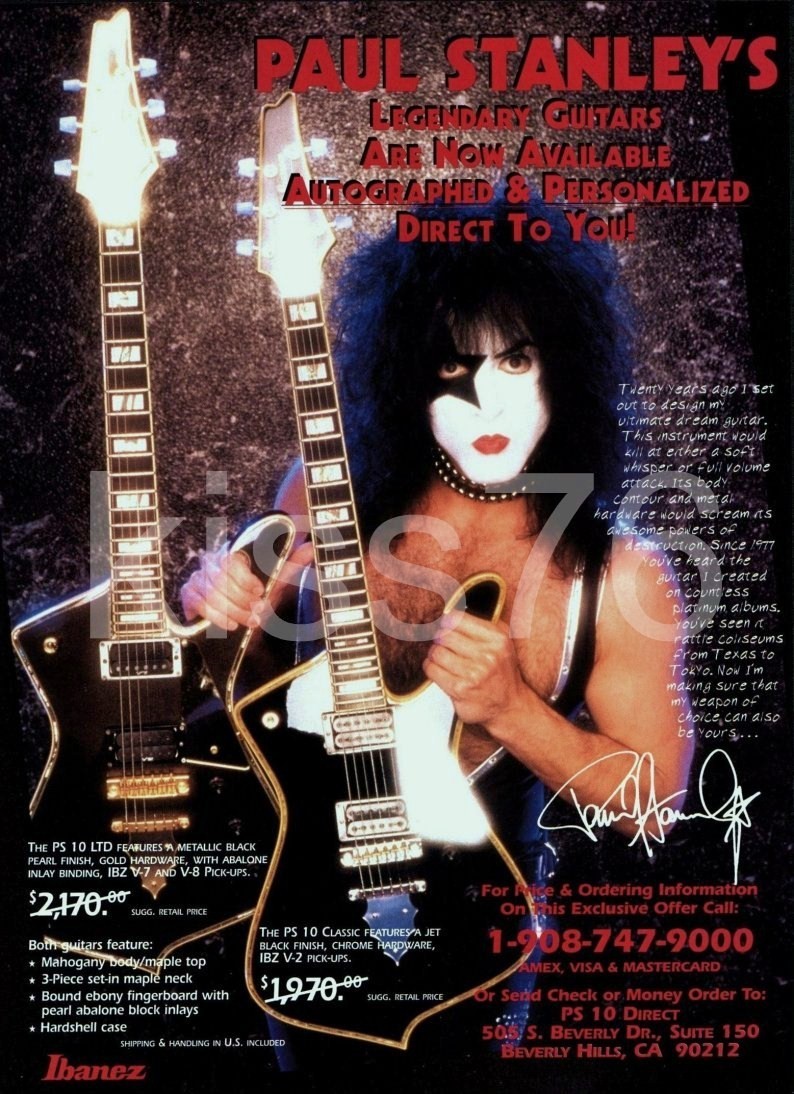 KISS Paul Stanley 16 x 22 PS10 Classic / PS10 Ltd Ibanez Reproduction Po... - $35.00