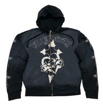 Ed Hardy CROSSES BOXY ZIP HOODIE, Color: Sunfaded Black, Style# EHM1303-17 - $89.00