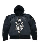 Ed Hardy CROSSES BOXY ZIP HOODIE, Color: Sunfaded Black, Style# EHM1303-17 - $123.24 CAD