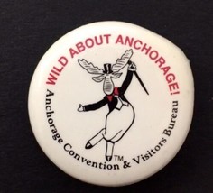 Wild About Anchorage Alaska Pin Button - Dancing SEYMOUR MOOSE Mascot - £5.48 GBP