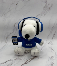 Metlife Snoopy Blue Hoodie Wearing Headphones w/Cell Phone 2013 6&quot; Plush Peanuts - £6.19 GBP