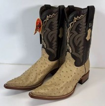 NEW Semental Rancho Mens Exotic Ostrich Western Boots Brown Leather Size... - $143.54