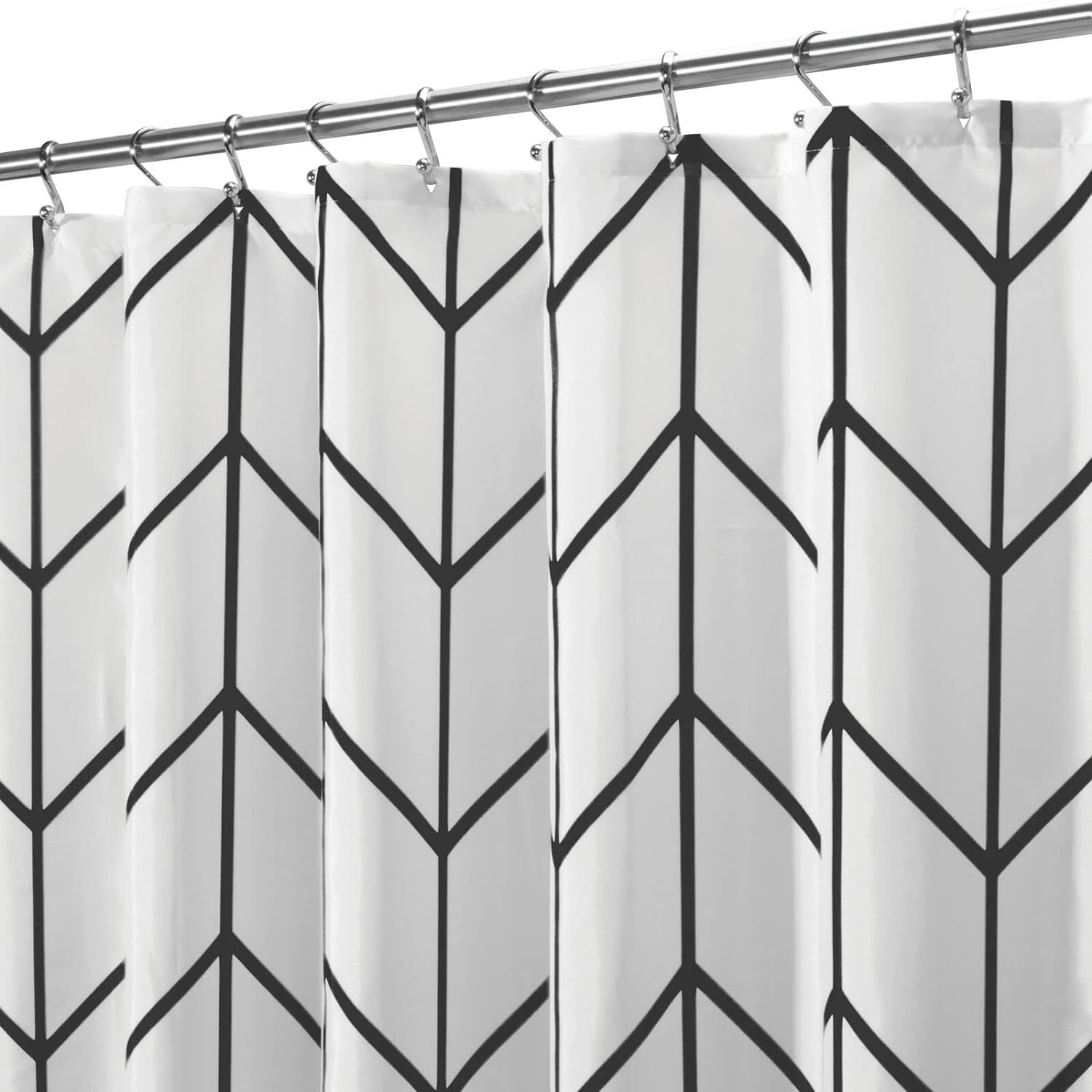 mDesign Fabric Geometric Shower Curtain - Herringbone Chevron Print with Reinfor - $33.99