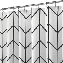 mDesign Fabric Geometric Shower Curtain - Herringbone Chevron Print with Reinfor - £27.13 GBP