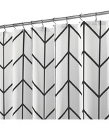 mDesign Fabric Geometric Shower Curtain - Herringbone Chevron Print with... - £27.13 GBP