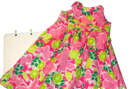 LILLY girl's DRESS 3T pink butterflies green flowers w/half slip (L 3) - $6.60
