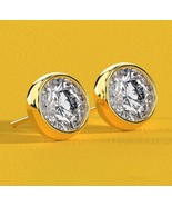 Bezel Set VS1 F 1/2 Ct Lab Grown Diamond Solitaire Studs Earrings 14K Gold - €283,46 EUR
