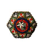 Vintage Italian Micro Mosaic Floral Brooch Made in Italy 1 Inch Gold Tone - $25.20