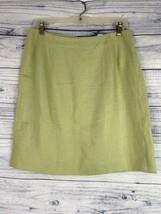 Amanda Smith Linen A Line Skirt Women 12p Green Back Zip Mid Rise 32x19.5 - $19.80