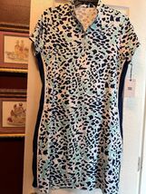 NWT TAIL Activewear Mountain Lynx Aqua Navy Short Sleeve Mock Golf Dress... - $74.99