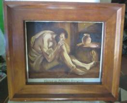 Painting Jesus in Pilate&#39;s Dungeon Oil on Canvas signed F. Bird 14 1/2 x 11 3/4&quot; - £132.20 GBP