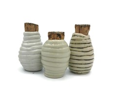 Handmade Ceramic Vase Set Of 3, Small Decorative Bottles Cork Stopper Te... - £59.97 GBP