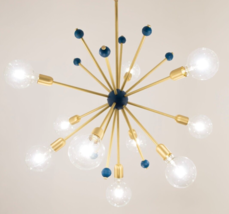 Vintage Sputnik 10 Light polish Brass Chandelier Mini Metals Balls Pende... - £297.21 GBP