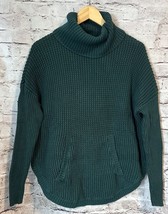 Michael Kors Womens Sweater S Green Turtleneck Pockets Cotton - $386.97 MXN