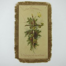Victorian Card Easter Cross Branches Tree Bough Silk Fringe Double Sided... - $39.99