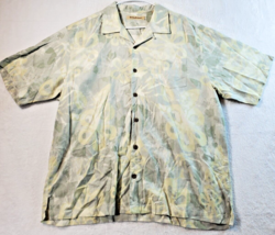Tommy Bahama Button Up Shirt Men XL Green Floral 100% Silk Short Sleeve Collared - £12.73 GBP