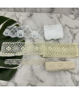 Vintage Lace Crochet Ribbon White Cream Floral Mixed Lot Trim 12 yards - $357.32 MXN