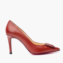 The Maneadero Dark Red Leather Pump Fuchsia Sole Women Shoe image 3