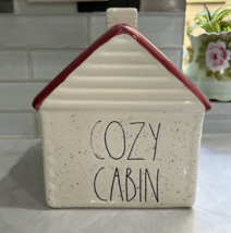 NEW Rae Dunn Cozy Cabin Ceramic Log Cabin Burgundy Wine Roof - £10.53 GBP