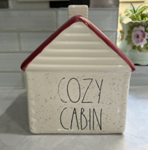 NEW Rae Dunn Cozy Cabin Ceramic Log Cabin Burgundy Wine Roof - £9.79 GBP