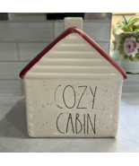 NEW Rae Dunn Cozy Cabin Ceramic Log Cabin Burgundy Wine Roof - $13.10