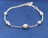 925 silver Treated Freshwater Cultured Pearl Station Chain Bracelet 5931... - £20.96 GBP