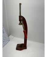 VINTAGE CAST METAL BOTTLE CAPPER MADE IN USA 16-1/2&quot; TALL WOOD HANDLE BE... - $69.55 CAD