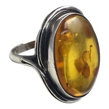vintage sterling silver 925 amber ring size 8 - £98.36 GBP