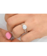 3ct Rose Gold Solitaire Ring Set, Wedding Ring Set,Promise Ring, Engagem... - £107.51 GBP