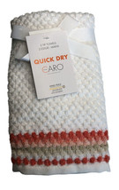 Caro Home Fingertip Towels Set of 2 Bathroom Coral White Beige Stripe Sc... - £28.22 GBP