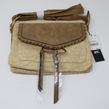 VR NYC Tan Adjustable Woven Natural Straw Knit Crossbody Shoulder Bag Pu... - £15.78 GBP