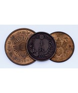 Plein De 3 Japonais Bronze &amp; Cuivre Pièces VF + À Bu État - $105.26 CAD