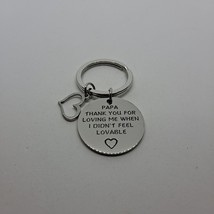 Keychain Papa Heart Gift Love Inspirational Key Ring Silver - £7.82 GBP