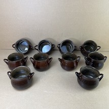 Lot of 10 - Crate &amp; And Barrel Brunswick Brown Soup Chili Two Handles Stoneware - £70.76 GBP