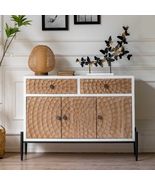 interoknack Wabi-Sabi Vintage Distressed Sideboard, Hand-Carved Geometri... - $31,219.56 MXN