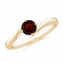 ANGARA Classic Round Garnet Solitaire Bypass Ring for Women in 14K Solid Gold - £330.21 GBP