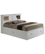 Elegant White Full Storage Bed - Stylish, Space-Saving Bedroom Furniture - $22,303.92 MXN