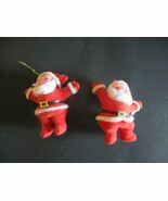 2 VTG. SANTA CLAUS ORNAMENTS RUBBER FACE FELT 4&quot; GUC - $16.98 CAD