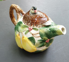 Fitz and Floyd Woodland Partridge and Pear Tree 40 Oz Teapot 1991 - £48.43 GBP