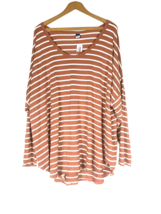 Old Navy Size 3X Luxe Shirt NEW Pink Brown White Stripe Long Sleeve Knit Top - £36.62 GBP