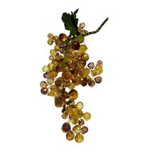 MCM Lucite Faceted Gold &amp; Purple/Pink Grape Clusters w Leaves &amp; Branch 10&quot; Vntge - £18.25 GBP