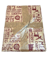 Merry Christmas Script Tablecloth 52&quot; x 70&quot; 100% Cotton Reindeer Trees M... - $326.79 MXN