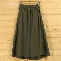 Navy Blue A-Line Long Linen Skirt Women One Size Ankle Length Linen Cotton Skirt image 8