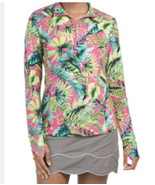 $110 Tommy Bahama Women&#39;s Half-Zip UPF 50 Golf Beach Shirt Tropical Mult... - $83.05 CAD