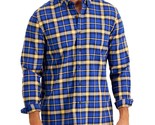 Club Room Men&#39;s Soft Touch Regular-Fit Brushed Plaid Shirt in New Cerule... - $19.97