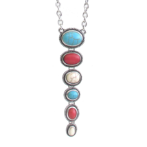 Southwestern Semi-Precious Multi Stone Dangle Necklace - $15.14