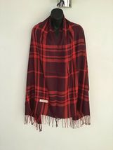 Strip Plaid Maroon Pashmina Scarf Shawl Paisley Silk Cashmere - £16.02 GBP